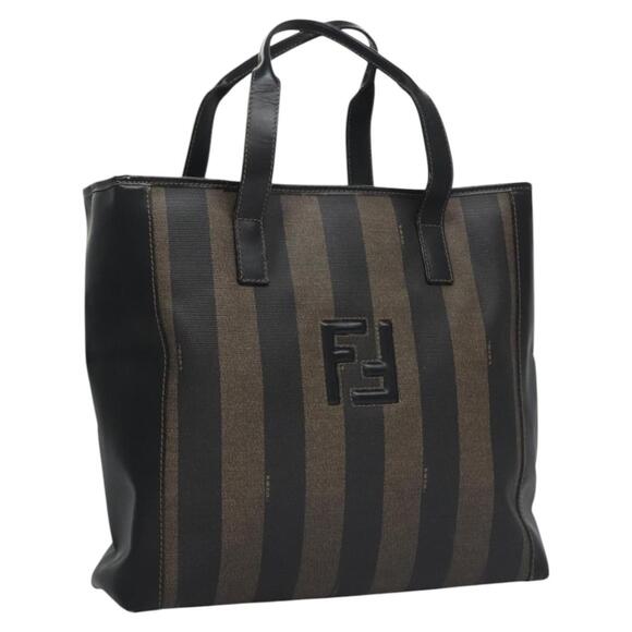 FENDI Pecan Canvas Tote Bag Brown Black - Picture 1 of 13